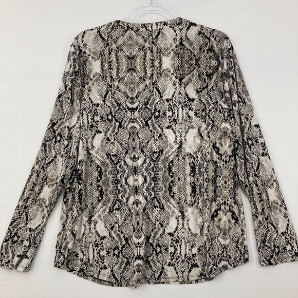 INC International Concepts XL Gray Animal Print Stretch Knit Long Sleeve Blouse - Picture 8 of 9